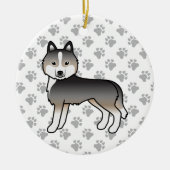Light Wolf Gray Siberian Husky Cute Cartoon Dog Keramisch Ornament (Voorkant)
