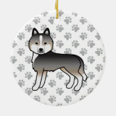 Light Wolf Gray Siberian Husky Cute Cartoon Dog Keramisch Ornament (Achterkant)