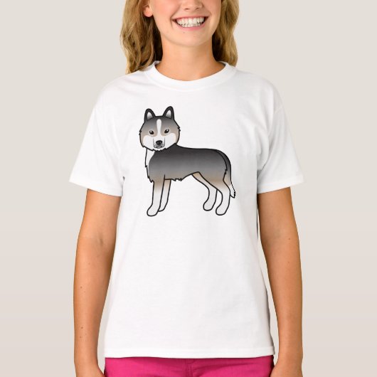 Light Wolf Gray Siberian Husky Cute Cartoon Dog T-shirt (Voorkant)