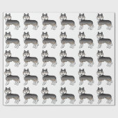 Light Wolf Gray Siberian Husky Cute Dog Pattern Cadeaupapier (Vlak)