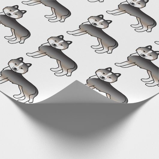 Light Wolf Gray Siberian Husky Cute Dog Pattern Cadeaupapier (Hoek)
