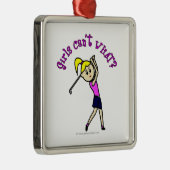 Light Woman Golfer Metalen Ornament (Rechts)