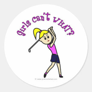 Light Woman Golfer Ronde Sticker