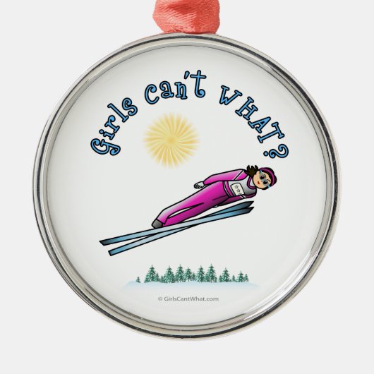 Light Women's Ski Jumping Metalen Ornament (Voorkant)