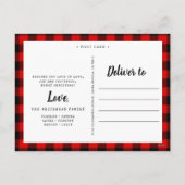 Light Wood Deer Red Black Buffalo Plaid Photo Feestdagenkaart (Achterkant)