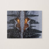 Light Wooden House Pine Trees Snow Lake Legpuzzel (Horizontaal)