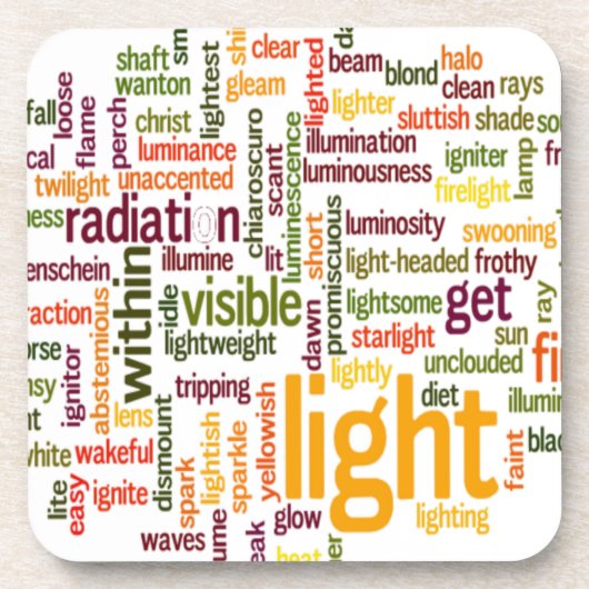 Light Word Cloud Art Print Drankjes Onderzetter (Voorkant)
