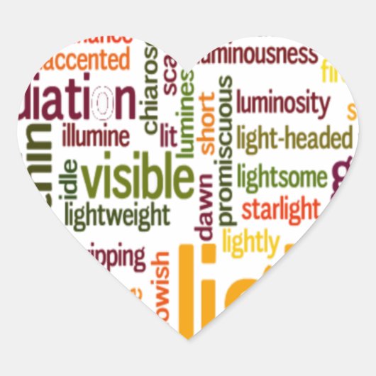 Light Word Cloud Art Print Hart Sticker (Voorkant)
