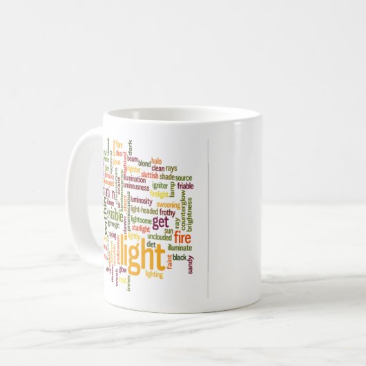 Light Word Cloud Art Print Koffiemok (Voorkant links)