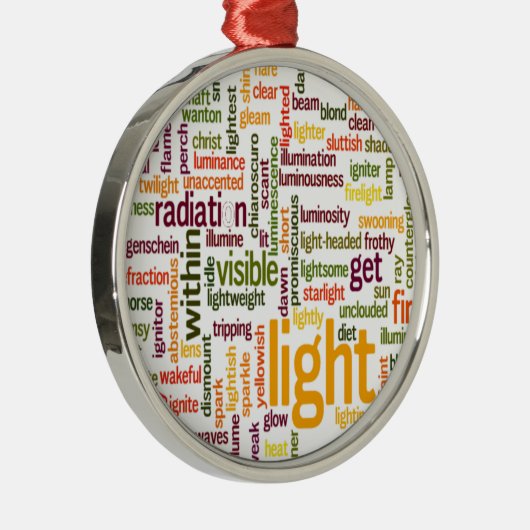 Light Word Cloud Art Print Metalen Ornament (Rechts)