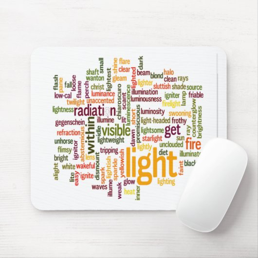 Light Word Cloud Art Print Muismat (Met muis)