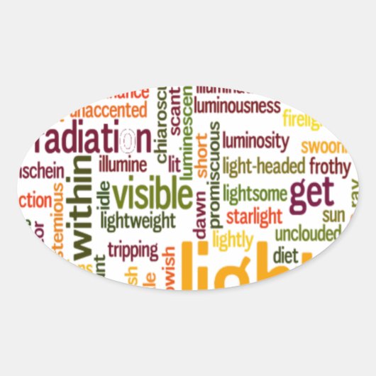 Light Word Cloud Art Print Ovale Sticker (Voorkant)