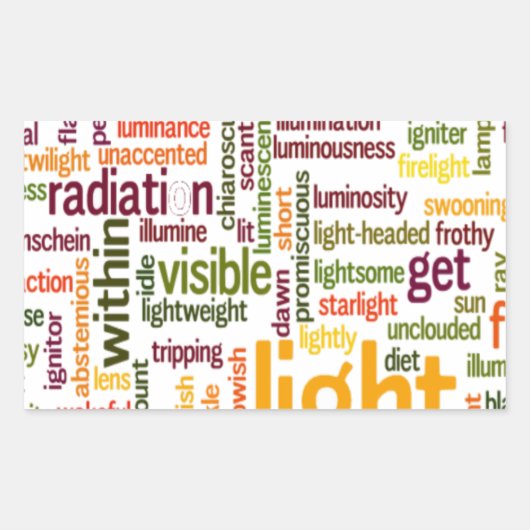 Light Word Cloud Art Print Rechthoekige Sticker (Voorkant)
