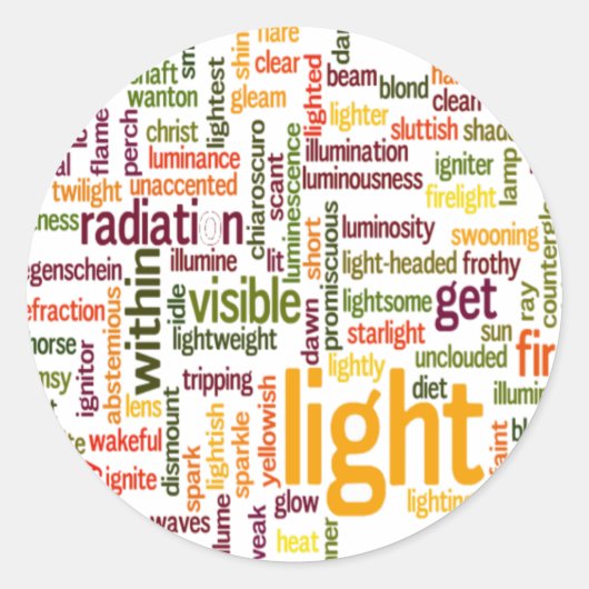 Light Word Cloud Art Print Ronde Sticker (Voorkant)