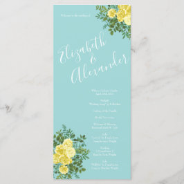 Light Yellow Aqua Blauwgroen Roos Wedding Programs Menu