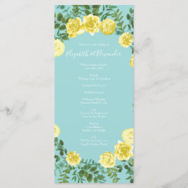 Light Yellow Aqua Blauwgroen Roos Wedding Programs Menu
