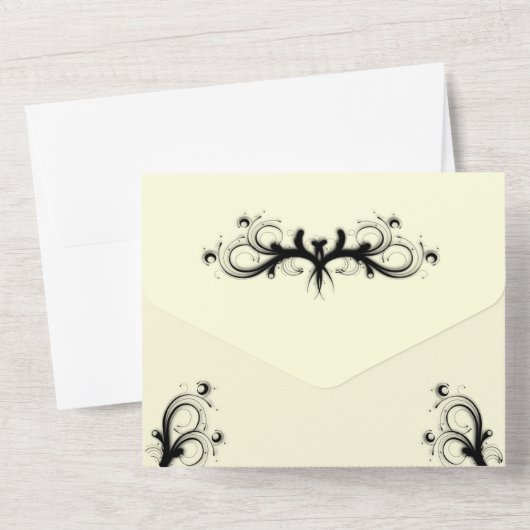Light Yellow & Black Tri Fold Rsvp Wedding All In One Uitnodiging (Achterkant)