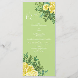 Light Yellow Bleek Green Roos Floral Wedding Menu