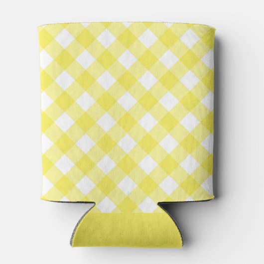 Light Yellow Classic Gingham Pattern Monogram Blikjeskoeler (Achterkant)