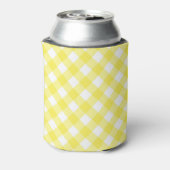 Light Yellow Classic Gingham Pattern Monogram Blikjeskoeler (Blikje Achterkant)