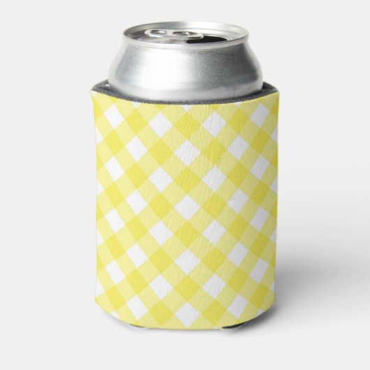 Light Yellow Classic Gingham Pattern Monogram Blikjeskoeler (Blikje Achterkant)