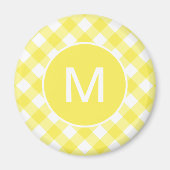Light Yellow Classic Gingham Pattern Monogram Magneet (Voorkant)