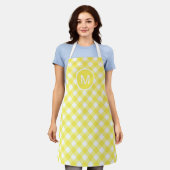 Light Yellow Classic Gingham Pattern Monogram Schort (Gedragen)