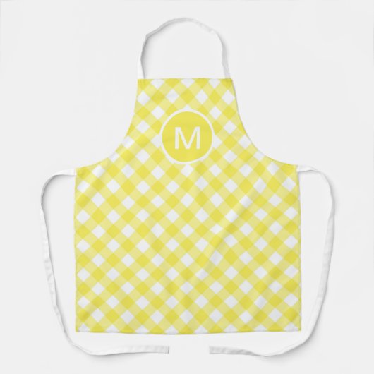 Light Yellow Classic Gingham Pattern Monogram Schort (Voorkant)