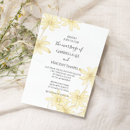 Light Yellow Daisies op White Wedding Kaart
