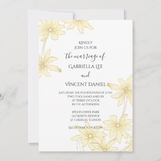 Light Yellow Daisies op White Wedding Kaart (Voorkant)