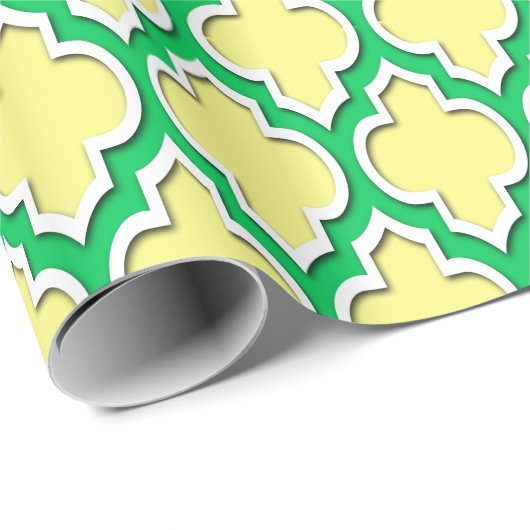 Light Yellow Emerald Green Whl Moroccan #4DS Cadeaupapier (Rol Hoek)