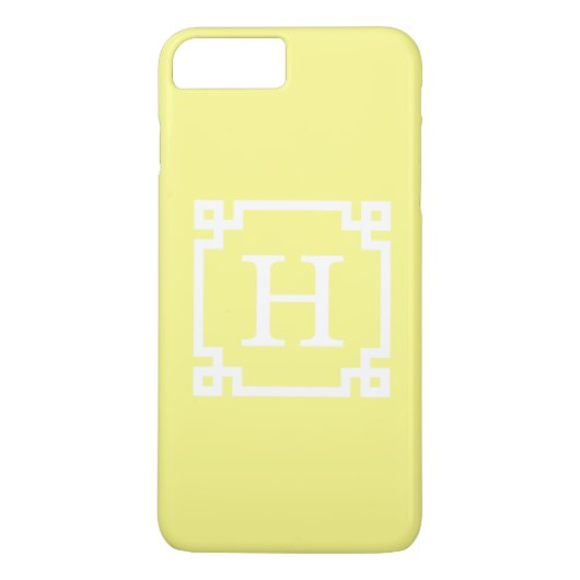 Light Yellow Greek Key Lijst #2 Initiaal Monogram Case-Mate iPhone Case (Achterkant)