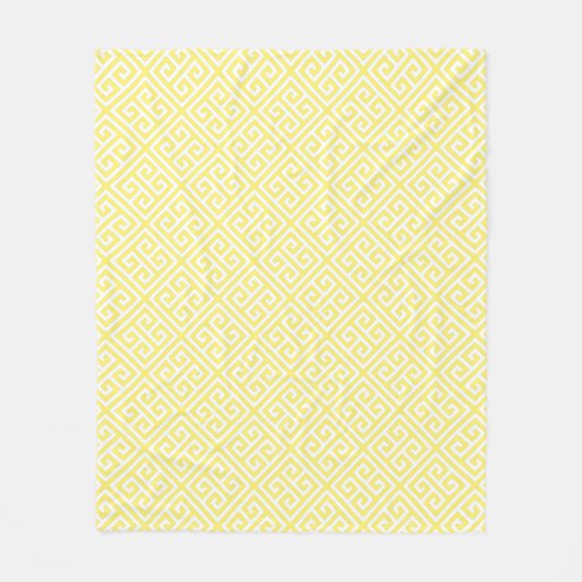 Light Yellow Greek Key Patroon Fleece Deken (Voorkant)