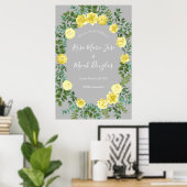 Light Yellow & Grey Peony & Rose Floral Wedding Poster (Thuiskantoor)