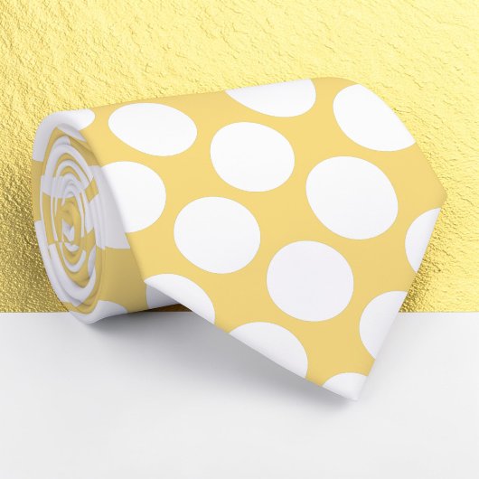Light Yellow Jumbo Polka Dots Custom Necktie Stropdas
