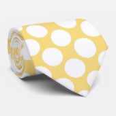 Light Yellow Jumbo Polka Dots Custom Necktie Stropdas (Opgerold)