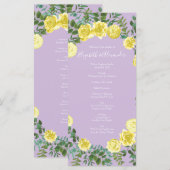 Light Yellow Lila Paars Roos Wedding Programs 2 Menu (Voorkant / Achterkant)