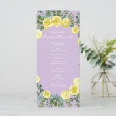 Light Yellow Lila Paars Roos Wedding Programs 2 Menu (Staand voorkant)