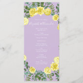 Light Yellow Lila Paars Roos Wedding Programs 2 Menu (Voorkant)