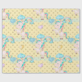 Light Yellow Magical Unicorn Patroon Cadeaupapier (Vlak)