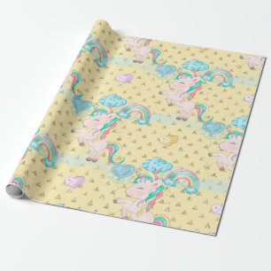 Light Yellow Magical Unicorn Patroon Cadeaupapier