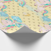 Light Yellow Magical Unicorn Patroon Cadeaupapier (Hoek)