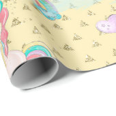 Light Yellow Magical Unicorn Patroon Cadeaupapier (Rol Hoek)