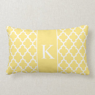 Light Yellow Moroccan Custom Monogram Kussen