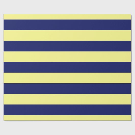 Light Yellow, Navy Blue XL Stripes Pattern V Cadeaupapier (Vlak)