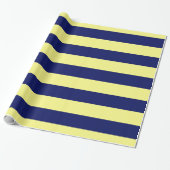 Light Yellow, Navy Blue XL Stripes Pattern V Cadeaupapier (Uitgerold)