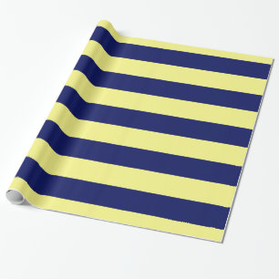 Light Yellow, Navy Blue XL Stripes Pattern V Cadeaupapier