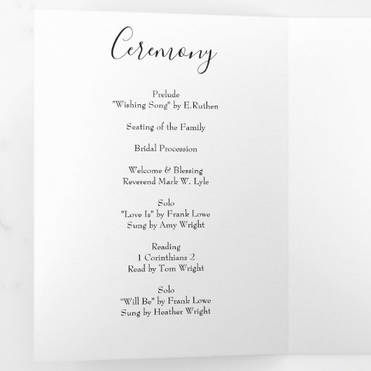 Light Yellow Peony & Roos Floral Wedding Programs Drieluik Programma (Binnenzijde eerst)