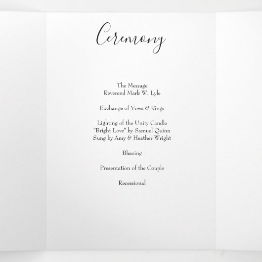 Light Yellow Peony & Roos Floral Wedding Programs Drieluik Programma (Binnenkant midden)