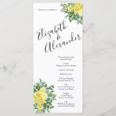 Light Yellow Peony & Roos Floral Wedding Programs Menu (Voorkant)